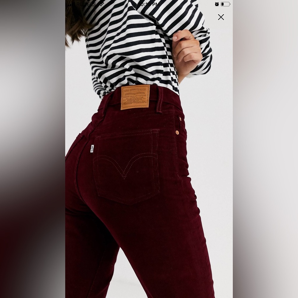 Levi’s Ribcage Flare Jeans in Red Corduroy